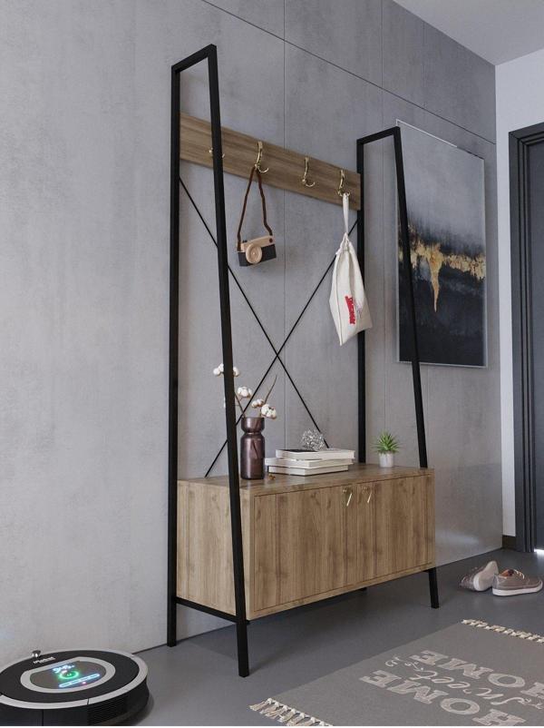 Myniture Home & Living Festival Demir Ayaklı Portmato - Gdp2001-1-2 Gold Ceviz - Image 1