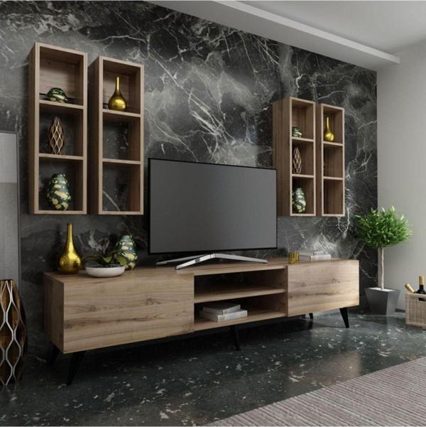MobilyaFırsat Ideal Tv Ünitesi Duvar Raflı Q7801-3 Çırağan - Image 1