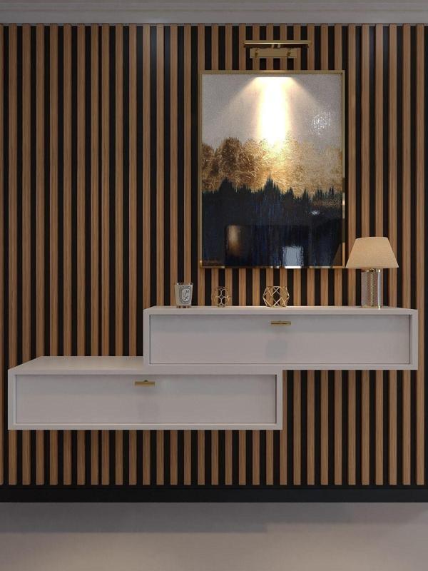 Myniture Home & Living Lüks Dresuar İkili Beyaz - Gold Kulp - Image 1