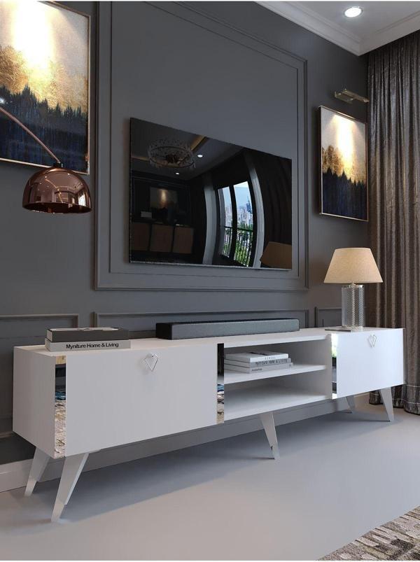 Myniture Home & Living Festival Tv Sehpası S3830-1 Silver Beyaz - Image 1