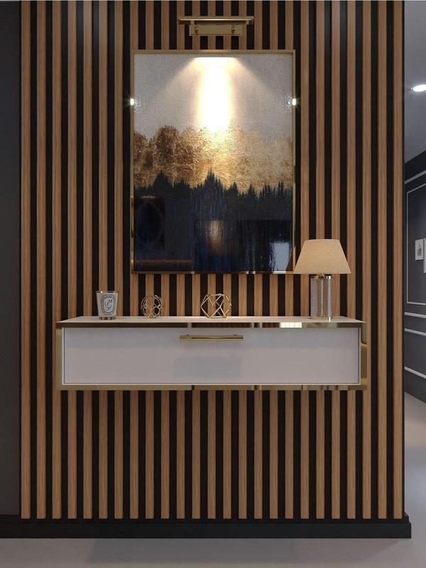Myniture Home & Living Lüks Gold Dresuar Beyaz - Gold Kulp - Image 1