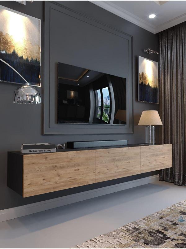 Myniture Home & Living Festival Tv Sehpası Dv-Q17-4-6 Parlak Minifiks Bağlantı Duvara Monte Tv Ünitesi - Image 1