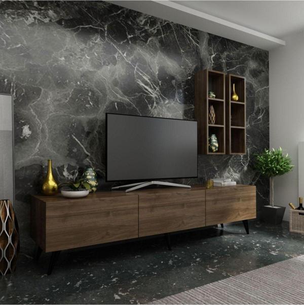 MobilyaFırsat Ideal Tv Ünitesi Duvar Rafı Q7003-2 Ceviz - Image 1