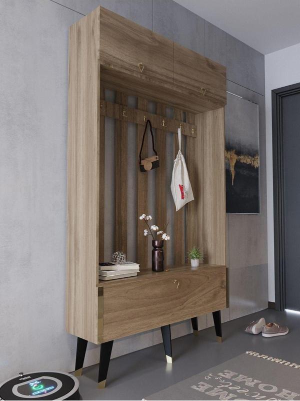 Myniture Home & Living Festival Portmanto - Gp1006-2 - Ceviz Gold - Image 1