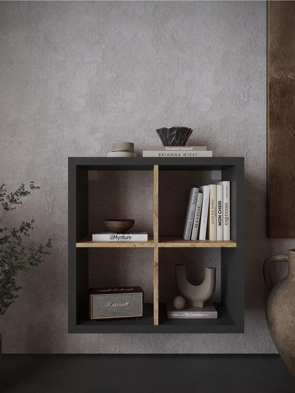 Myniture Home & Living Festival Açık Raf Ünitesi Duvara Monte R50101-4-6 Antrasit Çam - Image 1