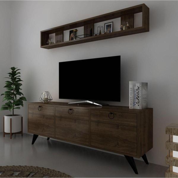 Myniture Home & Living Icon Raflı Tv Ünitesi Q3029-2 Kulplu Dolaplı Modern Tv Sehpası - Image 1