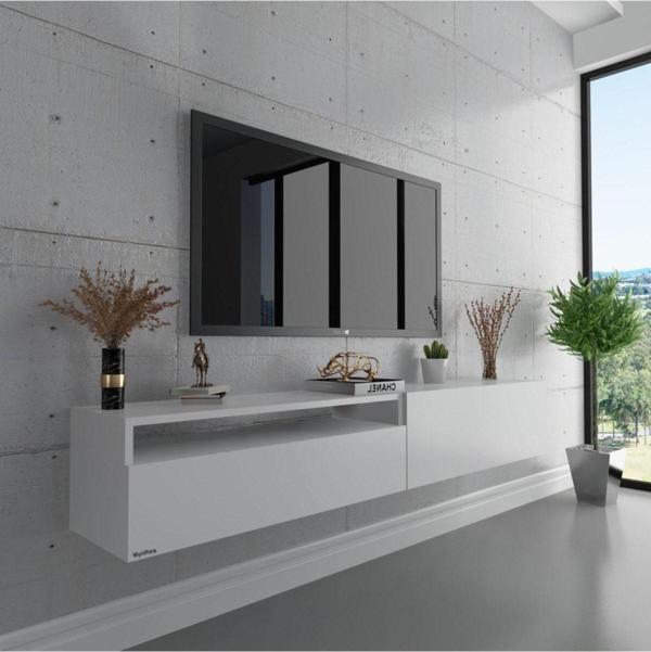 Myniture Home & Living Duvara Monte Tv Sehpası Beyaz S6110-1 - Image 1