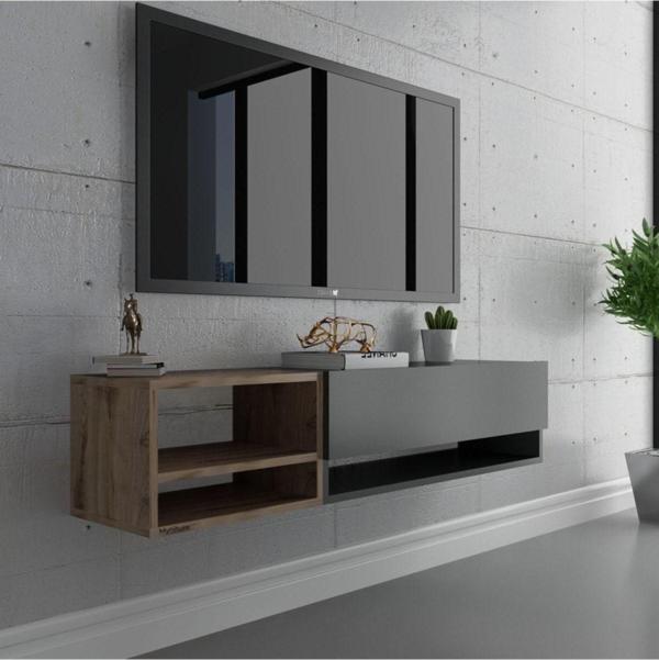 Myniture Home & Living Duvara Monte Tv Sehpası Antrasit Çırağan S6105-4 - Image 1