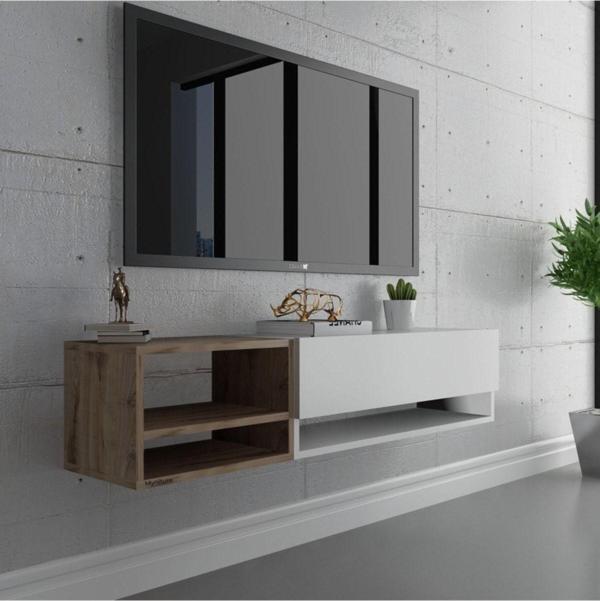 Myniture Home & Living Duvara Monte Tv Sehpası Beyaz Çırağan S6105 1 - Image 1