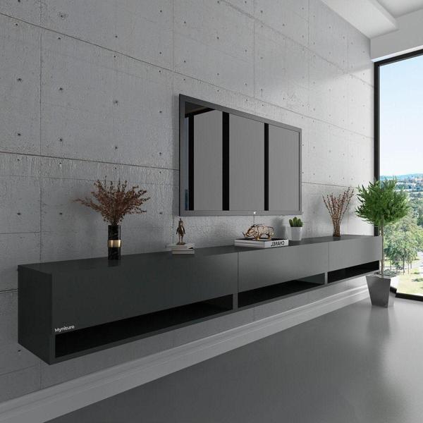 Myniture Home & Living Duvara Monte Tv Sehpası Antrasit S6103-4 - Image 1