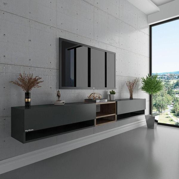 Myniture Home & Living Duvara Monte Tv Sehpası Antrasit S6104-4 - Image 1