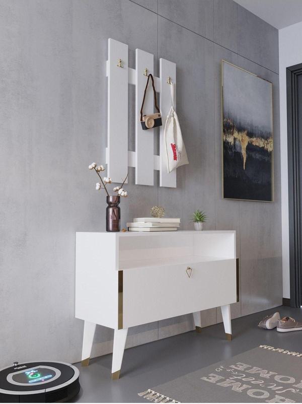 Myniture Home & Living Festival Portmanto - Gp1004-1 - Gold Parlak Beyaz - Image 1