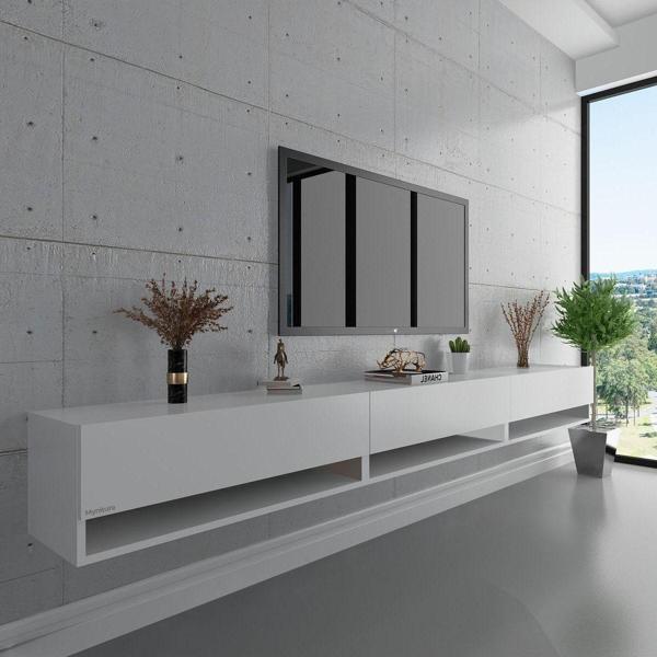 Myniture Home & Living Duvara Monte Tv Sehpası Beyaz S6103-1 - Image 1