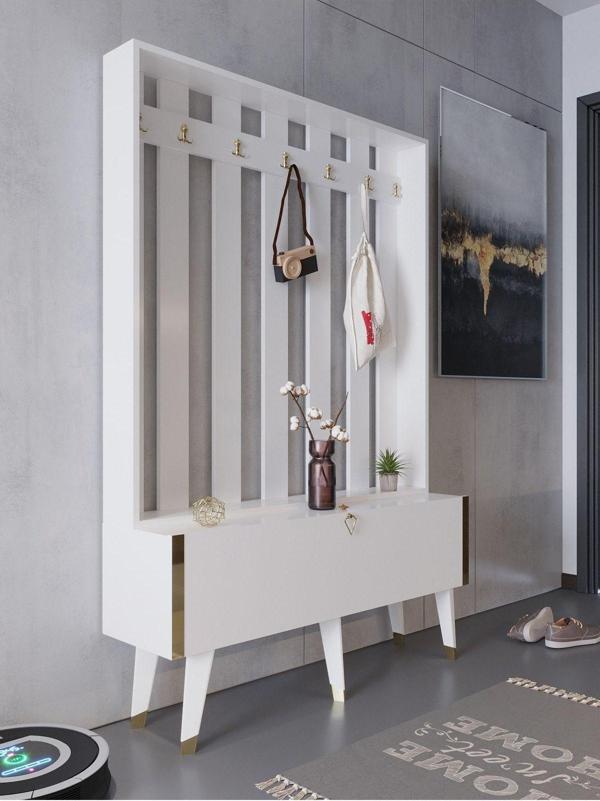 Myniture Home & Living Festival Portmanto - Gp1007-1 - Gold Parlak Beyaz - Image 1