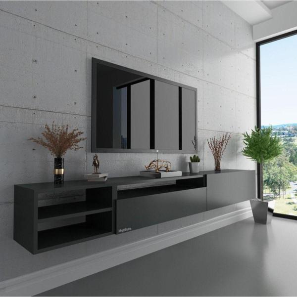 Myniture Home & Living Duvara Monte Tv Sehpası Antrasit S6111-4 - Image 1