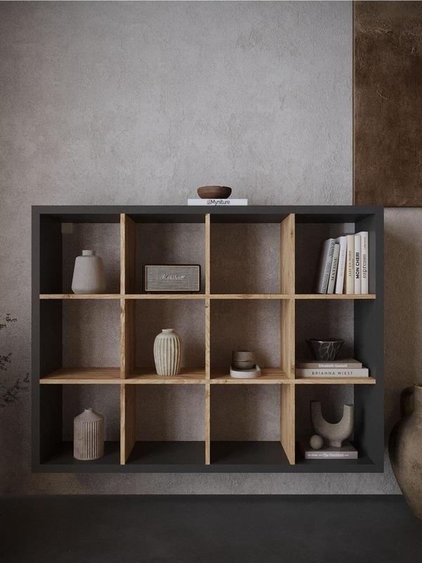 Myniture Home & Living Festival Açık Raf Ünitesi Duvara Monte R50107-4-6 Antrasit Çam - Image 1