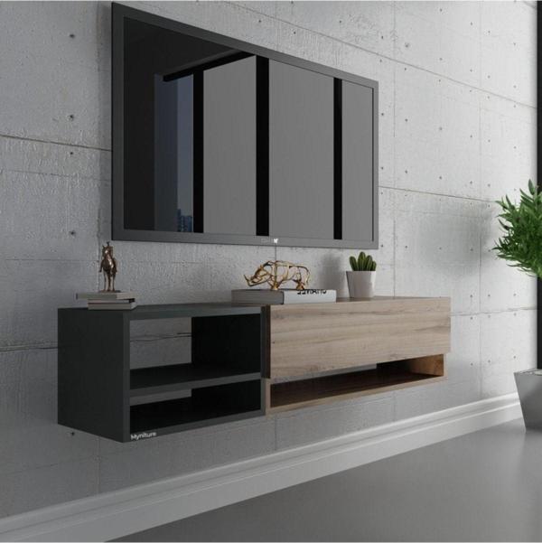 Myniture Home & Living Duvara Monte Tv Sehpası Çırağan Antrasit S6105-3 - Image 1