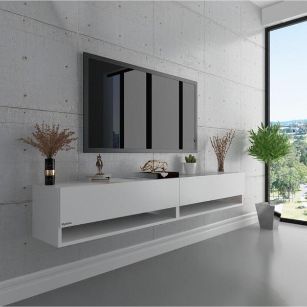 Myniture Home & Living Duvara Monte Tv Sehpası Beyaz S6102-1 - Image 1