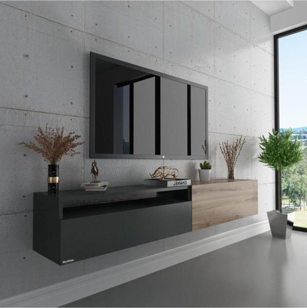 Myniture Home & Living Duvara Monte Tv Sehpası Antrasit Çırağan S6110-8 - Image 1