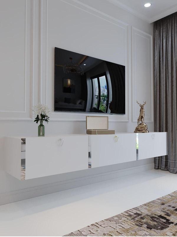 Myniture Home & Living Festival Duvara Monte Tv Sehpası Beyaz S10017-1 - Image 1