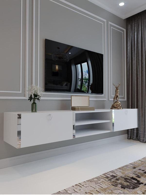 Myniture Home & Living Festival Duvara Monte Tv Sehpası Beyaz S10009-1 - Image 1