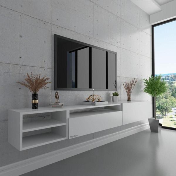 Myniture Home & Living Duvara Monte Tv Sehpası Beyaz S6111-1 - Image 1
