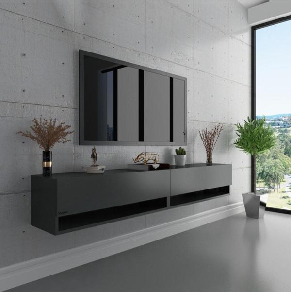 Myniture Home & Living Duvara Monte Tv Sehpası Antrasit S6102-4 - Image 1
