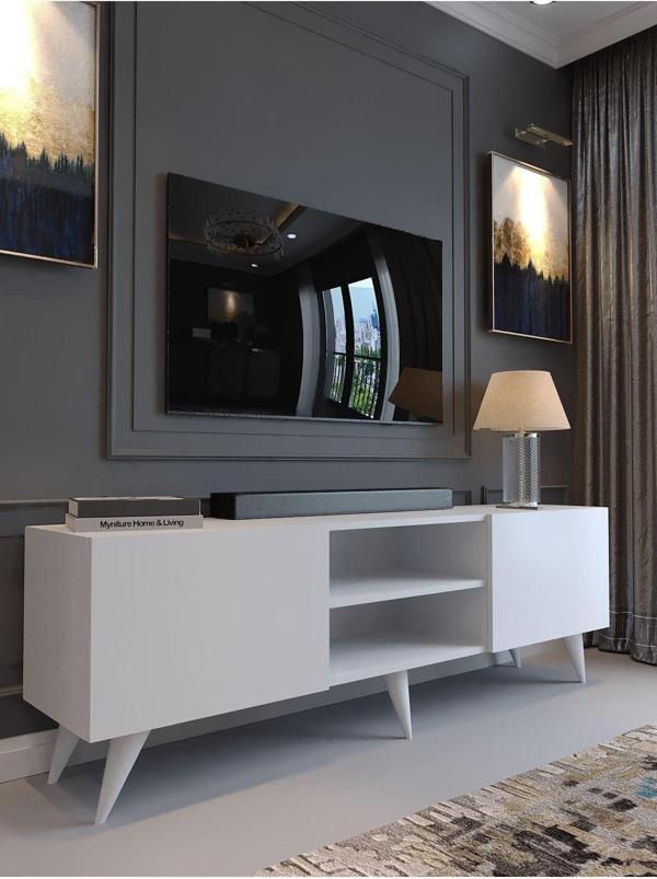 Myniture Home & Living Festival Tv Sehpası Q3830-1 Parlak Beyaz - Image 1