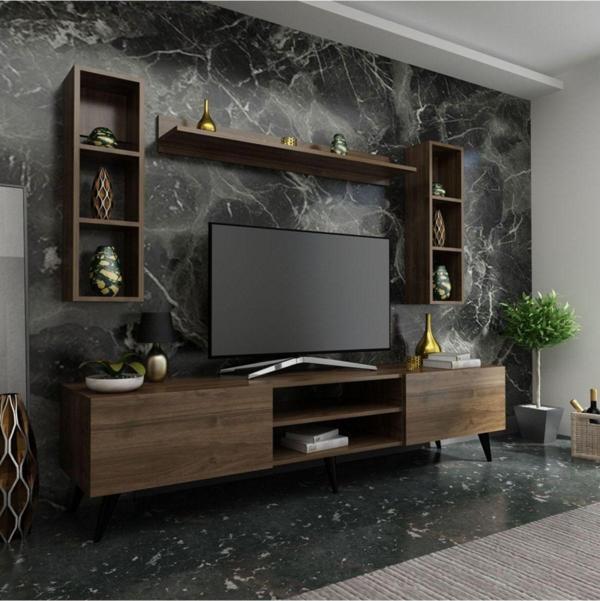 Myniture Home & Living Ideal Tv Ünitesi Duvar Raflı Q7809-2 Ceviz - Image 1