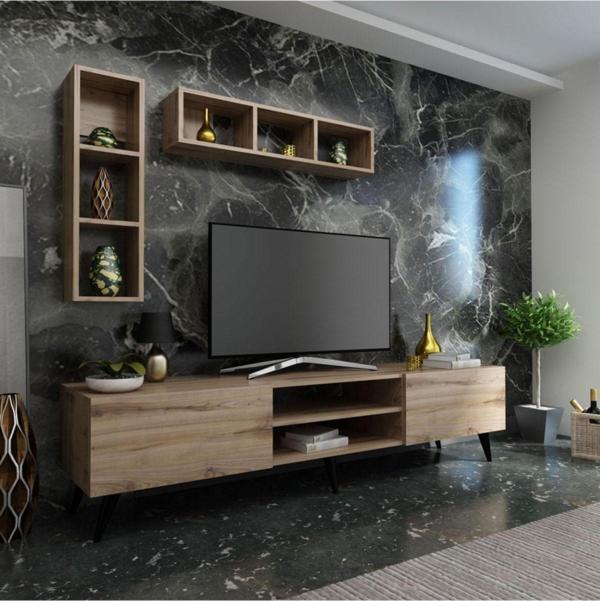 Myniture Home & Living İdeal Tv Ünitesi Ve Duvar Raflı Q7805-3 Çırağan - Image 1