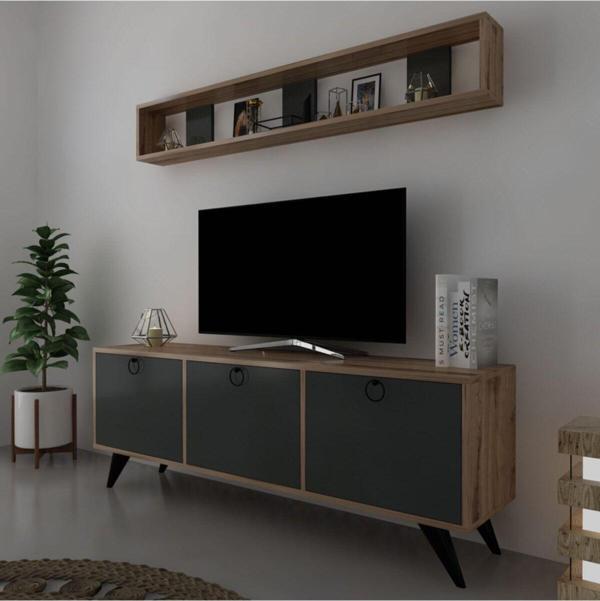 Myniture Home & Living Icon Raflı Tv Ünitesi Q3029-6 Kulplu Dolaplı Modern Tv Sehpası - Image 1