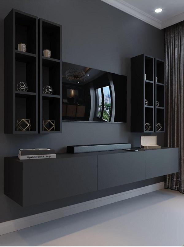 Myniture Home & Living Festival Tv Ünitesi Q13002-4 Antrasit Duvara Monte Tv Sehpası - Image 1