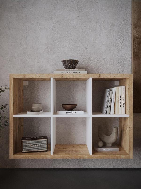 Myniture Home & Living Festival Açık Raf Ünitesi Duvara Monte R50103-6-1 Çam Beyaz - Image 1