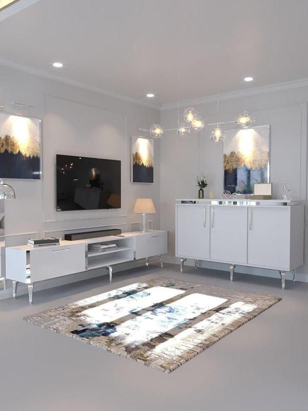 Myniture Home & Living Festival Tv Sehpası Ve Konsol Beyaz Silver S-Set-1-1 - Image 1