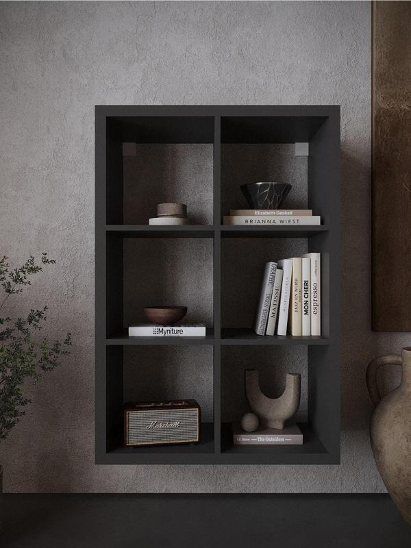 Myniture Home & Living Festival Açık Raf Ünitesi Duvara Monte R50102-4 Antrasit - Image 1
