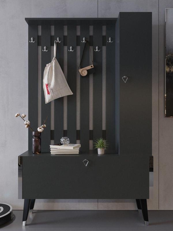 Myniture Home & Living Festival Portmanto - Ayakkabılık P1002-4 Silver Antrasit Minifiks Bağlantılı - Image 1