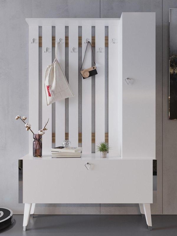 Myniture Home & Living Festival Portmanto - Ayakkabılık P1002-1 Silver Parlak Beyaz Minifiks Bağlantılı - Image 1