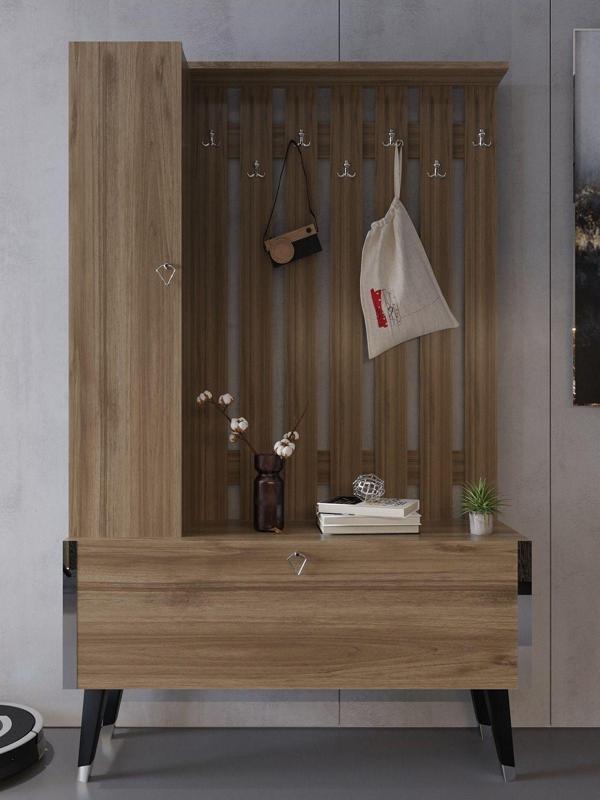 Myniture Home & Living Festival Portmanto - Ayakkabılık P1001-2 Silver Ceviz Minifiks Bağlantılı - Image 1