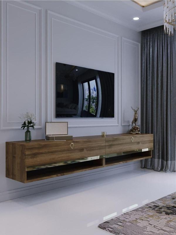 Myniture Home & Living Duvara Monte Tv Sehpası Ceviz Gold G6301-2 - Image 1