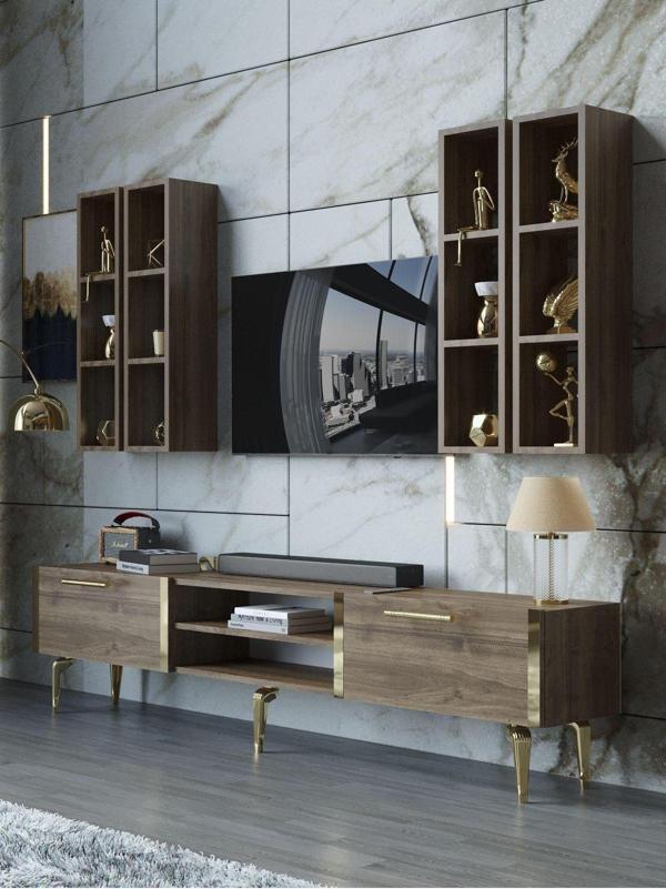Myniture Home & Living Festival Tv Ünitesi G3001-2-Y1-D1 Gold Ceviz - Image 1