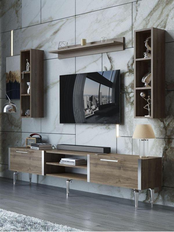 Myniture Home & Living Festival Tv Ünitesi S3009-2-Y1-D1 Silver Ceviz - Image 1