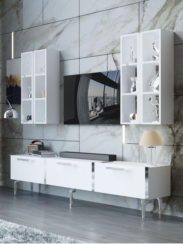 Myniture Home & Living Festival Tv Ünitesi S3002-1-Y1-D1 Silver Beyaz - Image 1