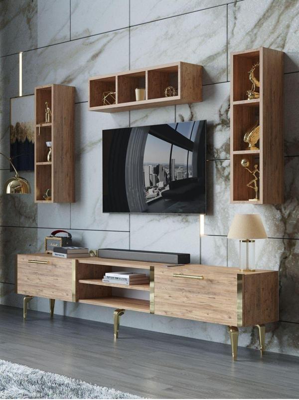 Myniture Home & Living Festival Tv Ünitesi G3006-6-Y1-D1 Gold A. Çam - Image 1