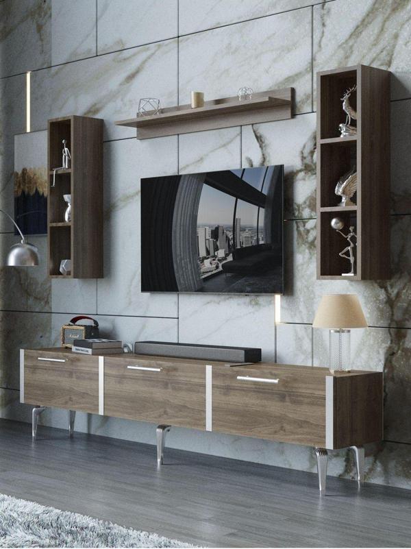 Myniture Home & Living Festival Tv Ünitesi S3008-2-Y1-D1 Silver Ceviz - Image 1