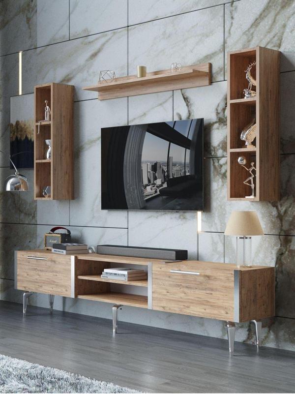 Myniture Home & Living Festival Tv Ünitesi S3009-6-Y1-D1 Silver A. Çam - Image 1