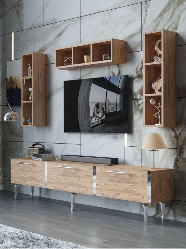 Myniture Home & Living Festival Tv Ünitesi S3007-6-Y1-D1 Silver A. Çam - Image 1