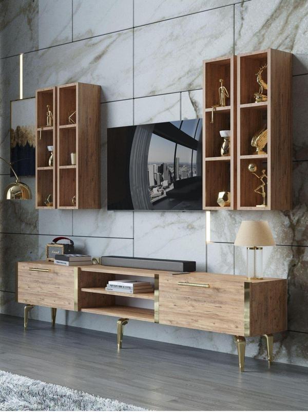 Myniture Home & Living Festival Tv Ünitesi G3001-6-Y1-D1 Gold A. Çam - Image 1