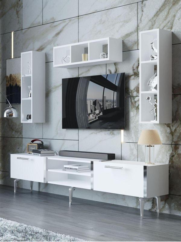 Myniture Home & Living Festival Tv Ünitesi S3006-1-Y1-D1 Silver Beyaz - Image 1