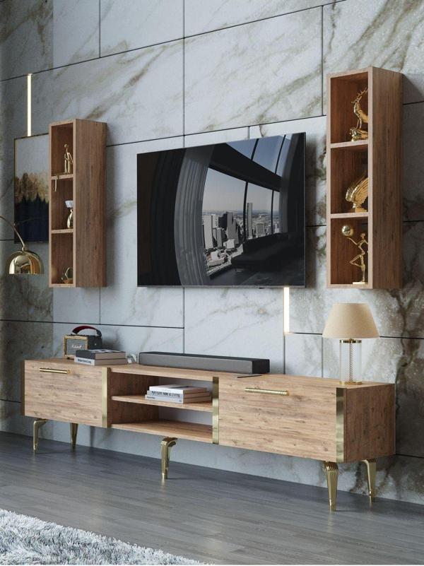 Myniture Home & Living Festival Tv Ünitesi G3000-6-Y1-D1 Gold A. Çam - Image 1