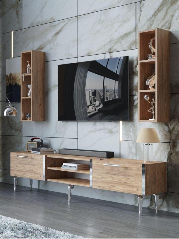 Myniture Home & Living Festival Tv Ünitesi S3000-6-Y1-D1 Silver A. Çam - Image 1